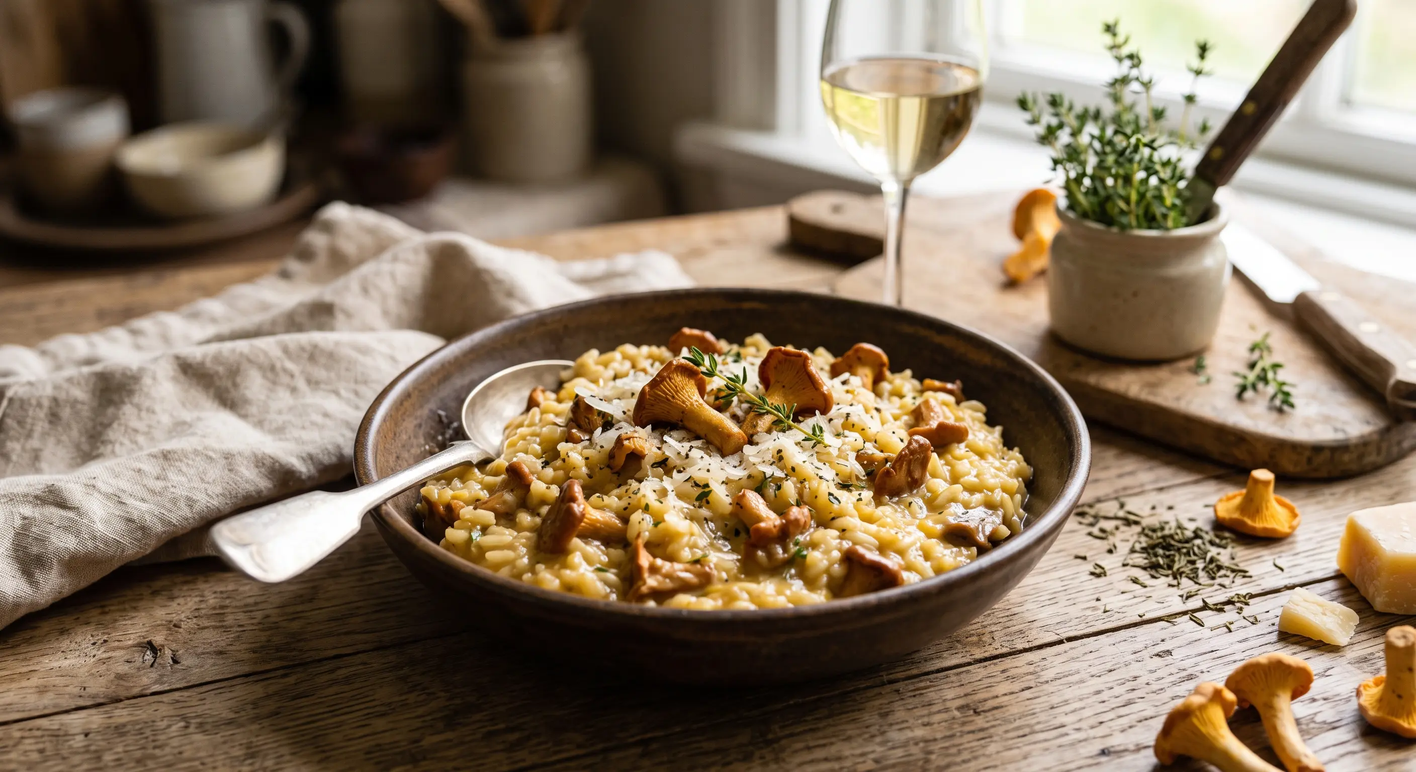 Kreemjas kukeseenerisoto parmesaniga sügavas kausis